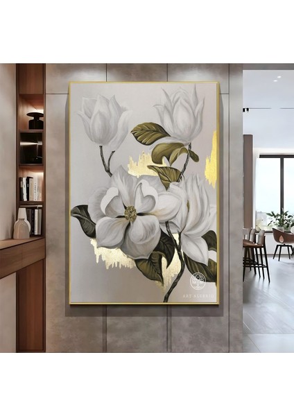 |gri-Gold Çiçek ( CKD-024) |çerçeveli Kanvas Tablo Ckdikey fiyatları