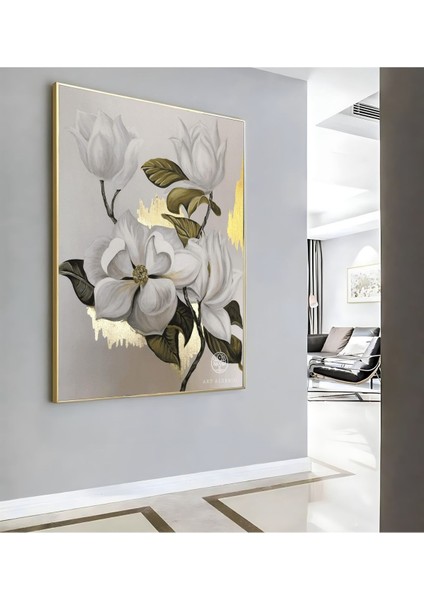 |gri-Gold Çiçek ( CKD-024) |çerçeveli Kanvas Tablo Ckdikey modelleri