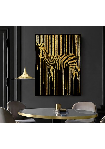 |siyah-Gold Zebra ( CKD-028 ) |çerçeveli Kanvas Tablo Ckdikey