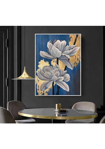 |lacivert Gold Çiçek Deseni ( CKD-056) |çerçeveli Kanvas Tablo Ckdikey fiyatları