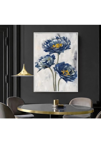 |lacivert Çiçek ( CKD-047) |çerçeveli Kanvas Tablo Ckdikey