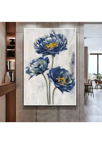 |lacivert Çiçek ( CKD-047) |çerçeveli Kanvas Tablo Ckdikey fiyatları