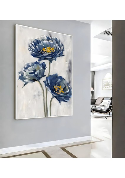 |lacivert Çiçek ( CKD-047) |çerçeveli Kanvas Tablo Ckdikey modelleri