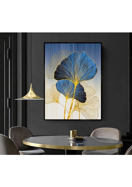 |lacivert Gold Çiçek Deseni ( CKD-055) |çerçeveli Kanvas Tablo Ckdikey fiyatları