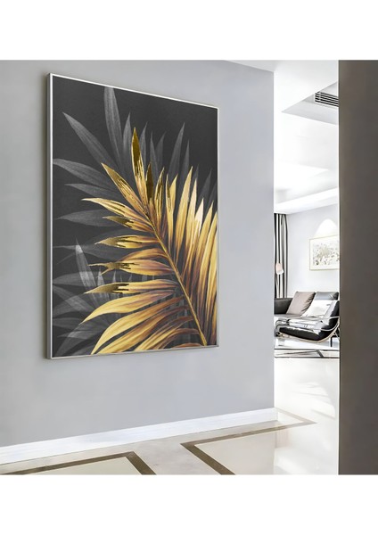 |siyah Gold Yaprak Deseni ( CKD-065) |çerçeveli Kanvas Tablo Ckdikey modelleri