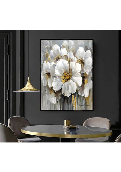 |gri Gold Çiçek Model ( CKD-064) |çerçeveli Kanvas Tablo Ckdikey fiyatları