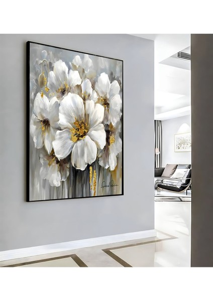|gri Gold Çiçek Model ( CKD-064) |çerçeveli Kanvas Tablo Ckdikey modelleri