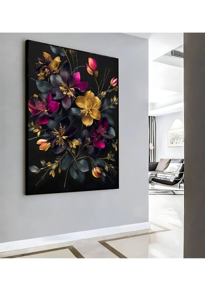 |eflatun Gold Çiçek ( CKD-071) |çerçeveli Kanvas Tablo Ckdikey modelleri