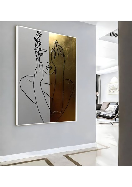 |gri Gold Kadın Portre ( CKD-019) |çerçeveli Kanvas Tablo Ckdikey modelleri