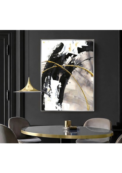 |sevilen Gri Gold Soyut Model ( CKD-034) |çerçeveli Kanvas Tablo Ckdikey