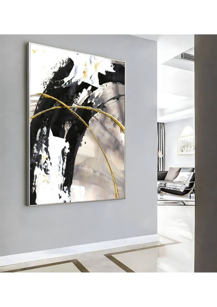 |sevilen Gri Gold Soyut Model ( CKD-034) |çerçeveli Kanvas Tablo Ckdikey modelleri