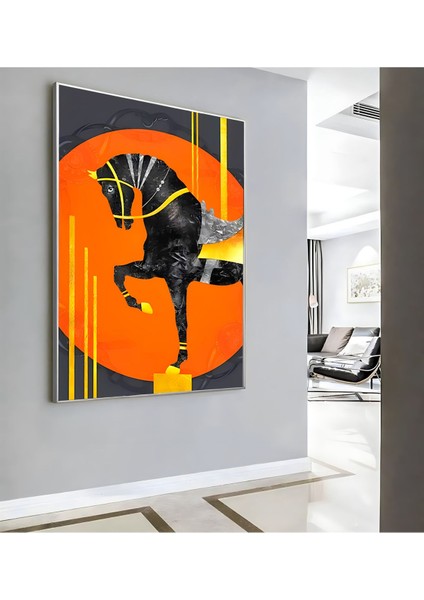 |turuncu Gold At ( CKD-008) |çerçeveli Kanvas Tablo Ckdikey modelleri