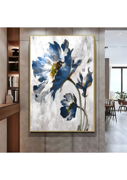 |lacivert Çiçek ( CKD-050) |çerçeveli Kanvas Tablo Ckdikey fiyatları