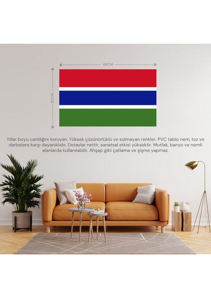 Gambiya Ülke Bayrağı 45X30CM Duvar Tablosu Çerçevesiz Pvc Tablo fiyatları