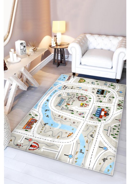 Araba Yolu Eğitici Bambu Oyun Halısı