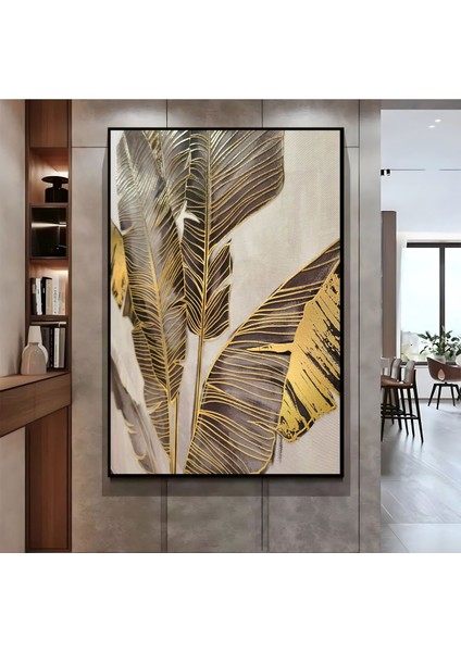 | Gold Yaprak Modeli ( CKD-139) |çerçeveli Kanvas Tablo Ckdikey fiyatları