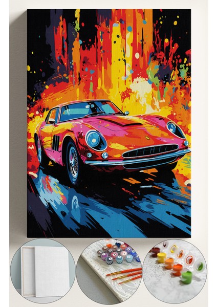 Sayılarla Boyama Çerçeveli Hobi Seti Numaralı Tuval Fırça Boya Dahil Kasnaklı 40X50 cm California