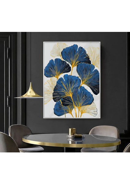 |lacivert Gold Çiçek ( CKD-049) |çerçeveli Kanvas Tablo Ckdikey