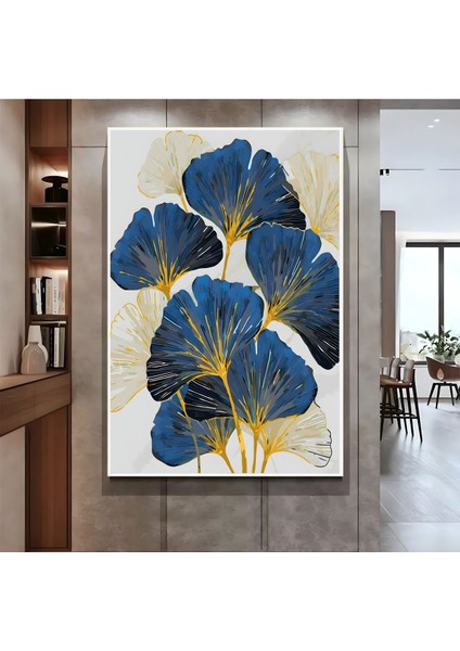 |lacivert Gold Çiçek ( CKD-049) |çerçeveli Kanvas Tablo Ckdikey fiyatları