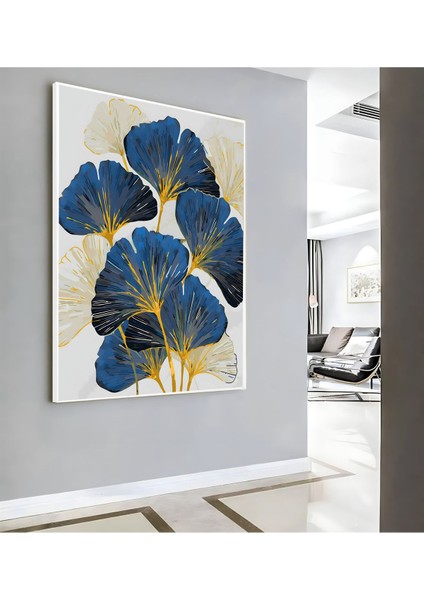 |lacivert Gold Çiçek ( CKD-049) |çerçeveli Kanvas Tablo Ckdikey modelleri