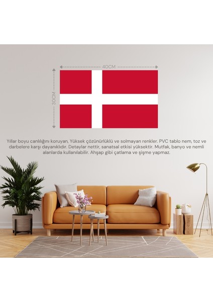 Danimarka Ülke Bayrağı 40X30CM Duvar Tablosu Çerçevesiz Pvc Tablo fiyatları