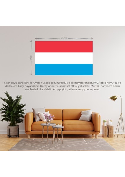 Lüksemburg Ülke Bayrağı 45X27CM Duvar Tablosu Çerçevesiz Pvc Tablo fiyatları