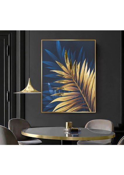 |lacivert Gold Yaprak Modeli ( CKD-051) |çerçeveli Kanvas Tablo Ckdikey fiyatları