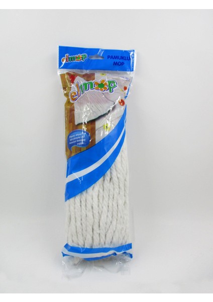 P02 Pamuklu Beyaz Islak Mop - Paspas Ucu - Vidalı Standart Yedek Mop Püskül - 1 Adet