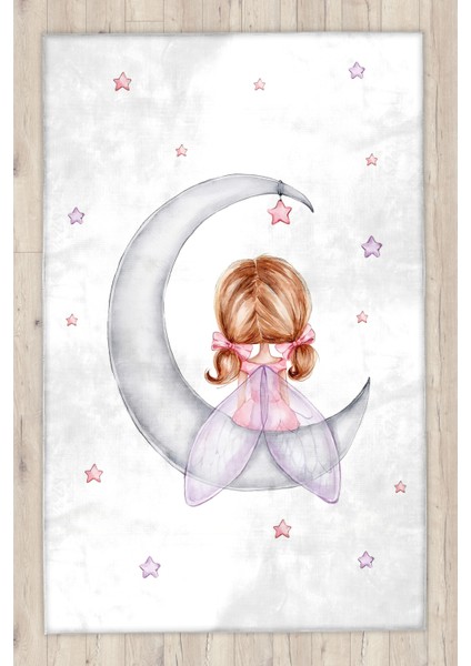 Sevimli Ayda Oturan Kız Bambu Çocuk Halısı fiyatları