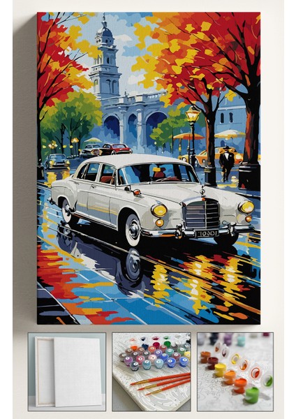 Sayılarla Boyama Çerçeveli Hobi Seti Numaralı Tuval Fırça Boya Dahil Kasnaklı 40X50 cm Bahçeli Merco