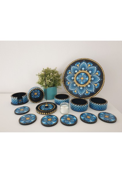 4'lü Ahşap Çerezlik Takımı, Şık ve Kullanışlı, Mavi Renkli. modelleri