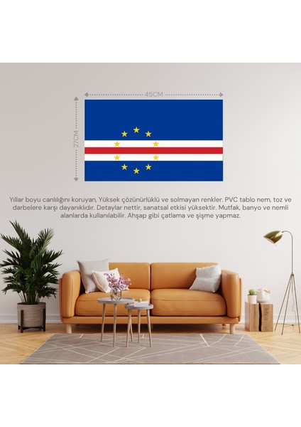 Cape Verde Ülke Bayrağı 45X27CM Duvar Tablosu Çerçevesiz Pvc Tablo fiyatları