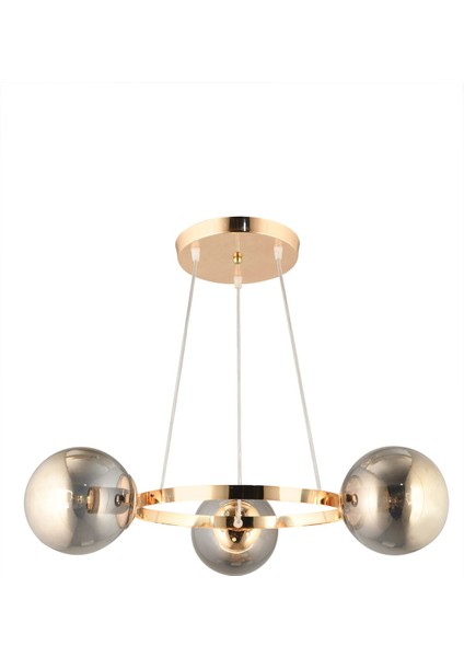 Füme Glop Camlı Modern 3'lü Halka Avize, Şık ve Zarif Aydınlatma Seçeneği fırsatları