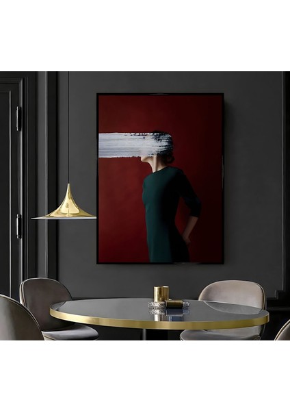 |bordo Kadın Model ( CKD-027 ) |çerçeveli Kanvas Tablo Ckdikey