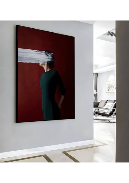 |bordo Kadın Model ( CKD-027 ) |çerçeveli Kanvas Tablo Ckdikey modelleri