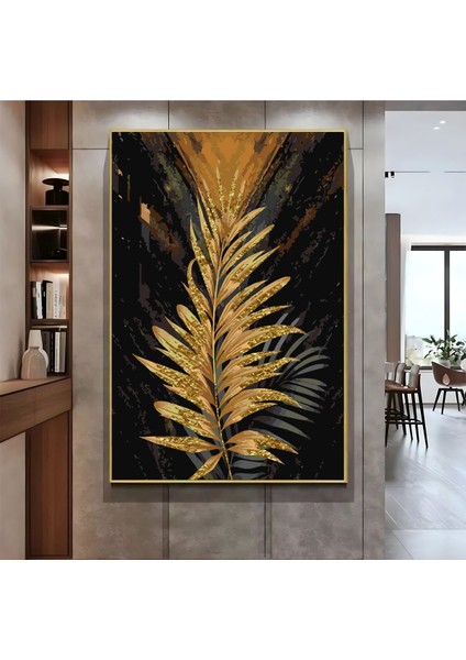 |gold Siyah Yaprak ( CKD-030 ) |çerçeveli Kanvas Tablo Ckdikey fiyatları