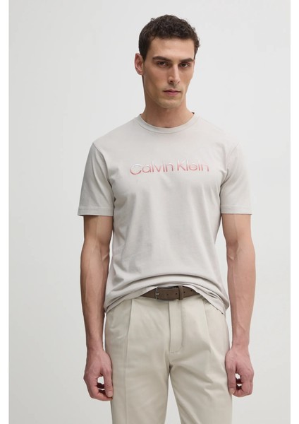 Ck K10K114155 Raısed Ombre Embroıdery Erkek Tshirt