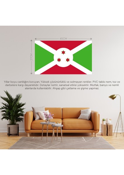 Burundi Ülke Bayrağı 45X27CM Duvar Tablosu Çerçevesiz Pvc Tablo fiyatları