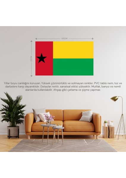 Gine-Bissau Ülke Bayrağı 45X22CM Duvar Tablosu Çerçevesiz Pvc Tablo fiyatları