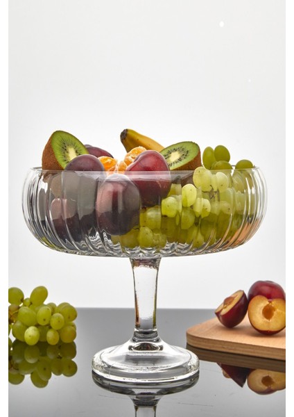 Turuncu Ayaklı Cam Salata ve Meyve Kasesi, Şık ve Fonksiyonel Tasarım