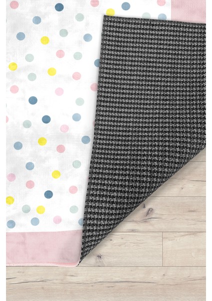 Puantiyeli Pembe Bambu Çocuk Halısı modelleri