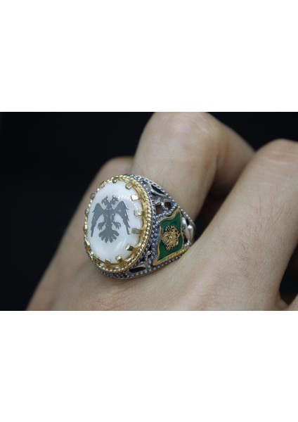 Osmanlı Bayraklı 925 Ayar Erkek Gümüş Yüzük modelleri