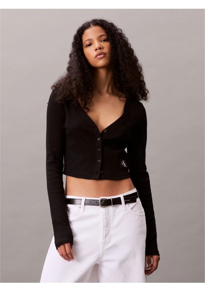 Ck LV047C204G Ls Woven Label 2x2 Baby Rıb Card Kadın Bluz