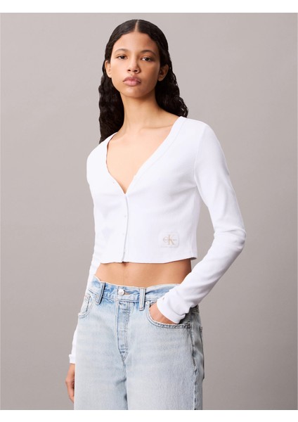 Ck LV047C204G Ls Woven Label 2x2 Baby Rıb Card Kadın Bluz fiyatları