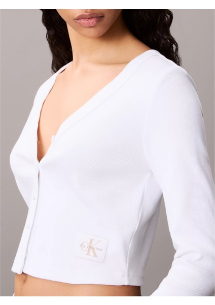 Ck LV047C204G Ls Woven Label 2x2 Baby Rıb Card Kadın Bluz modelleri