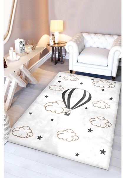 Bulutlu Balonlu Bambu Çocuk Halısı