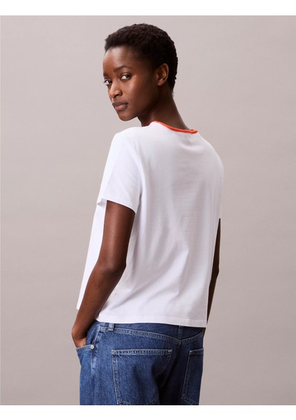 Ck LV047C821G Ss Retro Logo Graphıc Tee Kadın Tshirt modelleri