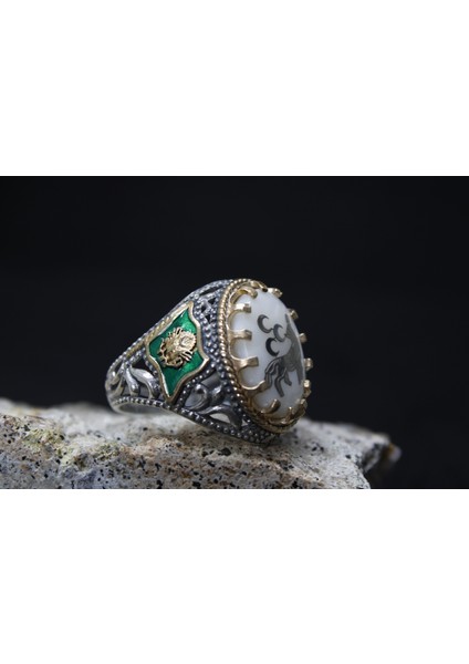 Osmanlı Bayraklı 925 Ayar Erkek Gümüş Yüzük