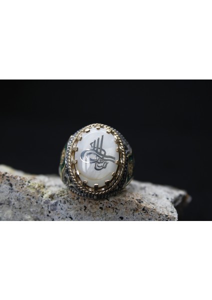 Osmanlı Bayraklı 925 Ayar Erkek Gümüş Yüzük