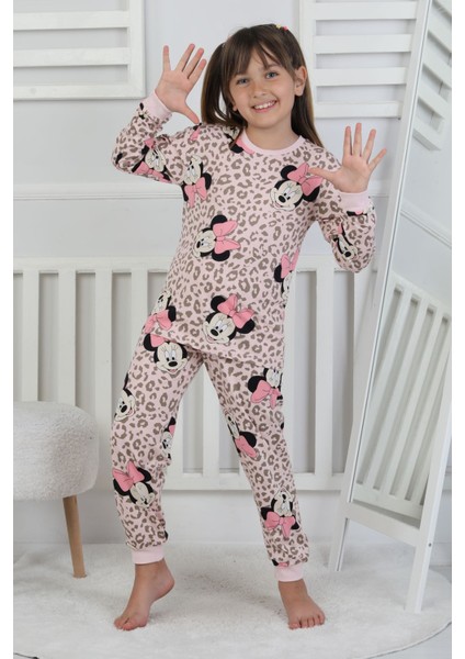 Leopar Desenli Minnie Mouse Kız Çocuk Pijama Takımı fiyatları